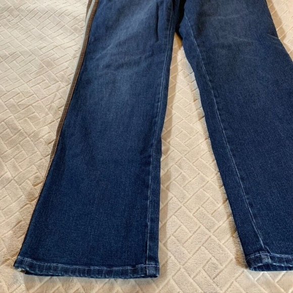 J Mclaughlin Womens 10 Jeans Blue Trouser Boot Cut Tuxedo Stripe Dark Wash - Picture 4 of 12